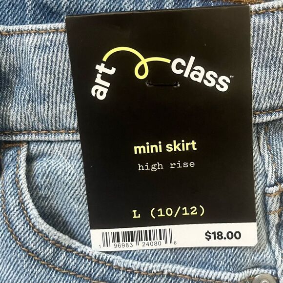 New With Tags Art Class Girls Distressed High Rise Mini Skirt Size L 10/12 - Picture 3 of 7